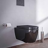 Spülrandloses Wand-WC NT2039 Schwarz mit SoftClose-Deckel (Absenkautomatik), Toilette aus Sanitärkeramik…