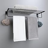 RRAJJ Schwarzer robuster Handtuchhalter für Badezimmer, SUS304, massives Hotelregal mit einem Handtuchhalter…