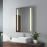 EMKE Badezimmerspiegel 60x80cm LED Badspiegel mit Beleuchtung Warmweissen Lichtspiegel Wandspiegel IP44…