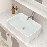 Logmey Waschbecken rechteckig – Modernes rechteckiges Badezimmerschrank Waschbecken über der Theke weiß…