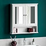 Bath Vida Badezimmer-Spiegelschrank, 2 Türen, Wandmontage, Aufbewahrungseinheit mit Ablagefach, Holz,…