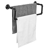 LIKE99 Industrial Black Metal Pipe Wandhalterung Handtuchhalter mit einer Stange, 12,5 Zoll