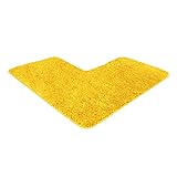 WohnDirect Badezimmerteppich L Form Gelb - Badematte rutschfest 50x100x100 cm - Badteppich Set für Eckdusche,…