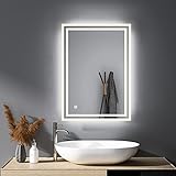 HY-RWML Badspiegel Beleuchtung 40x60cm 3 Lichtfarbe Wandspiegel WandSchalter Touch-Schalter Badezimmerspiegel…