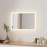 Boromal LED Badezimmerspiegel 40x60cm Badspiegel mit Beleuchtung Badezimmer Wandspiegel 3 Lichtfarbe…