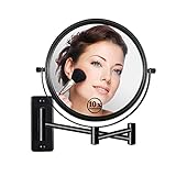 LANSI Wandmontierter Make-up-Spiegel – 1X/10-fache Vergrößerungsspiegel, 360° ausziehbarer Armspiegel…