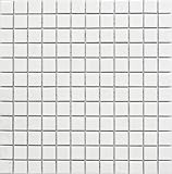 Mosaik Quadrat uni weiß glänzend Keramik Mosaik, Mosaikstein Format: 23x23x6 mm, Bogengröße: 300x300…