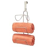 mDesign Handtuchhalter ohne Bohren – Handtuchablage aus Metall mit 3 Halterungen – schickes Hängeregal…