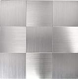 Mosaik Fliese selbstklebend Aluminium silber metall für WAND KÜCHE FLIESENSPIEGEL THEKENVERKLEIDUNG…