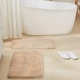 TECHMILLY Rutschfeste Badezimmerteppiche, 2-teilig, flauschig, weich, luxuriös, Mikrofaser, Duschmatte,…