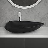 ML-Design Waschbecken aus Keramik in Schwarz matt 69x46x13 cm Dreieckig, Moderne Aufsatzwaschbecken,…