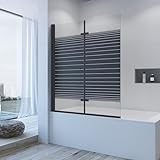 AQUABATOS Duschwand Badewanne schwarz ohne bohren 120 x 140 cm Badewannenaufsatz 2 Teilig faltbar Duschtrennwand…