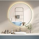 HOKO® Design ANTIBESCHLAG Badspiegel rund 60 cm mit Metall Rahmen Matt Schwarz. Runder Bad Wandspiegel…
