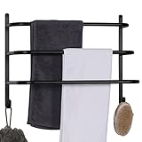 Wandhandtuchhalter 3 Etagen Badezimmer Schwarz Handtuchhalter mit Haken Modern Wandmontage Handtuchdeckenhalter…