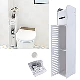 Toilettenpapierschrank mit Türen und Einlegeböden, schmaler Toilettenschrank, schmales Organisationsregal,…