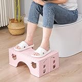 Toilettenhocker Klappbar - Physiologischer Hocker Badezimmer für Erwachsene und Kinder - WC Hocker (Rosa)