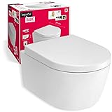 'aquaSu® Basic Spülrandloses Wand WC Set 568, Hänge WC, Tiefspüler, Keramik, WC-Sitz mit Absenkautomatik,…