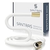 SANTRAS® Duschschlauch PREMIUM Weiß/Gold 1,50 m mit Durchflussbegrenzer – Besonders flexibler Brauseschlauch…