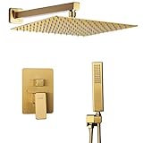 Duschsystem gebürstetes Gold, Duscharmatur-Set mit 30,5 cm Regenduschkopf und Handbrausekopf, Duschverkleidungsset…