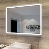 SONNI Badspiegel mit Beleuchtung 80x60 cm Wandspiegel Spiegel mit Beleuchtung Badezimmerspiegel kaltweiß…