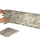 Collections Etc Mosaikfliesen für Küche und Bad, selbstklebend, mehrfarbig, 6 Stück, Braun