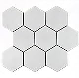 Hexagon uni weiß matt Keramik Mosaik Fliese 95x110x6,5mm