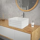 ML-Design Waschbecken aus Keramik Weiß glänzend 39x39x15 cm Quadratisch, Moderne Aufsatzwaschbecken,…