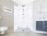 NORILIVING Duschrückwand Fliesenersatz Dusche 90x200 cm Motiv Marmor weiß | Duschwand ohne Bohren 3…