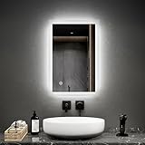 EMKE Badspiegel mit Beleuchtung 40x60cm LED Badspiegel mit Touchschalter + Beschlagfrei 6500K Kaltweiß…