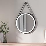 EMKE Badezimmerspiegel mit Beleuchtung, LED-Spiegel, rund, 50 cm, mit Touch-Schalter, weißes Licht,…