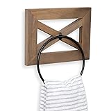 Ilyapa Rustikaler Handtuchring für Badezimmer, zur Wandmontage, Barnwood & schwarzer Metallring, Bauernhaus-Dekor
