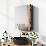 EMKE Spiegelschrank Bad, Badezimmer Spiegelschrank mit Spiegel, 50x65cm Badschrank Wandschrank mit höhenverstellbaren…