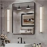 Wanzvisk 30x36 schwarzer Badezimmerspiegel, wandmontierter Badezimmer-Schminkspiegel, rechteckiger Metallrahmenspiegel…