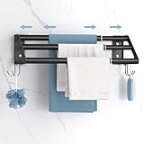 KeZaara Handtuchhalter ohne Bohren, Handtuchhalter Wand 3 Tier (30CM-55CM Länge) Versenkbar Metall,…