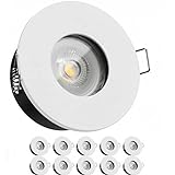 LEDANDO 10er IP65 LED Einbaustrahler Set Weiß mit LED GU10 Markenstrahler 7W - warmweiss - 30° Abstrahlwinkel…