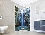 NORILIVING Duschrückwand Fliesenersatz Dusche 100x200 cm Motiv Wasserfall Chantara | Duschwand ohne…