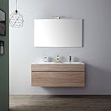 KIAMAMI VALENTINA Mobiles Badezimmer von 120 cm mit doppeltem Waschbecken in natürlichem Eichenholz,…