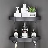 TRUSTLIFE Badezimmer-Eckregal, schwarz, selbstklebend, Dusch-Caddy, Organizer, Raum, Aluminium, Wandmontage,…