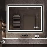 STARLEAD Badspiegel-mit-Beleuchtung 80x60cm, Dimmbar, 3 Farbtemperaturen 3000K-6500K, Spiegel-mit-Beleuchtung…