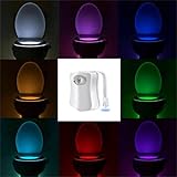 Fiacvrs WC-Bewegungsmelder-Licht, batteriebetrieben, LED, 8/16 Farbwechsel, WC-Schüssel-Nachtlicht,…