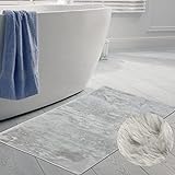 CARPETIA Teppich für Badezimmer edel & weich | rutschfest | in grau, 50 x 100 cm