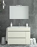 PDM Design-Badezimmer-Schrank mit Waschbecken und Spiegel, cremefarben, 60 cm