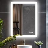 LUVODI LED Badspiegel mit Hintergrundbeleuchtung: 90x70 cm Smart Badezimmer Spiegel mit Touch Lichtschalter…