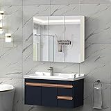CLIPOP Spiegelschrank Badezimmerschrank, 3 Türen, Spiegelschrank mit 2 verstellbaren Einlegeböden