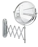 WENKO Kosmetikspiegel Deluxe, Spiegel mit 100%-Spiegelfläche und 5-fach Vergrößerung, (B/H): Ø 19 cm,…