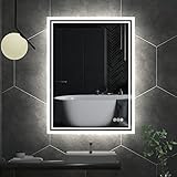 LUVODI LED Badspiegel mit Hintergrundbeleuchtung 50x70cm: Dimmbar Wandspiegel Badezimmerspiegel Warmweiß…