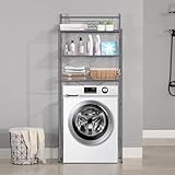MALLBOO Waschmaschinenrega ohne Bohren 3 Ebenen Badezimmerregal, Edelstahl Toilettenregal,Platzsparender…