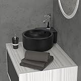 ML-Design Waschbecken Eck aus Keramik in Schwarz, 45x36x13cm, Rund, Wandmontage/Aufsatzwaschbecken,…