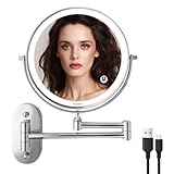 Auxmir Wiederaufladbar Kosmetikspiegel mit LED Beleuchtung, 1X/ 10X Vergrößerung Badspiegel Wandmontage,…
