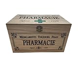 khevga Aufbewahrungsbox mit Deckel: Holz-Box Medikamente Deko (25 x 15 x 15 cm Gruen)